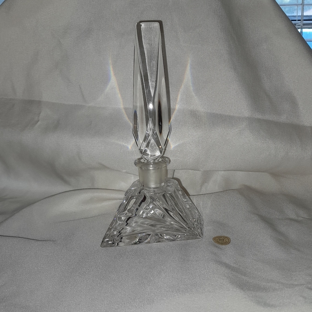 Vintage Ruckl Sklarna Nizbor Flakon Lead Crystal Perfume Bottle - EMPTY